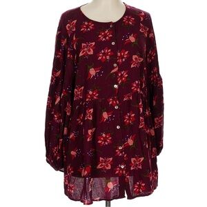 Gudrun Sjoden Burgundy Floral Blouse